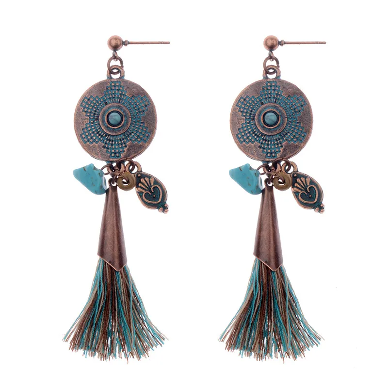 2017 cloth tassel earrings for women hanging bohemian drop earrings
