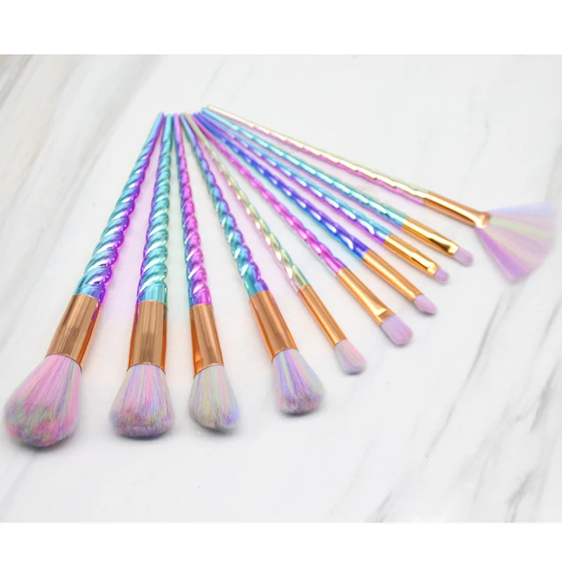

New 10pcs Unicorn Makeup Brushes Set Colorful Electroplate Foundation Blending Face Power Eye Beauty Cosmetic Makeup Tool Kits