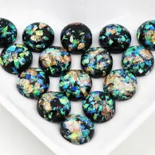 Новая мода 40 шт 12 мм черный цвет Встроенная металлическая фольга плоская задняя Смола Кабошоны Камея G5-35