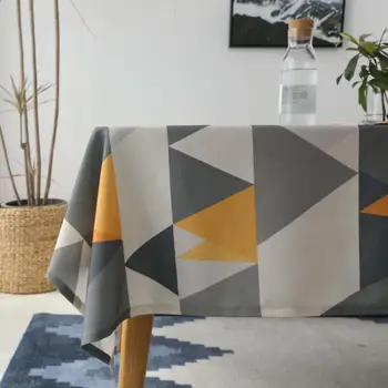 

2019 New European Waterproof Tablecloth Geometric Blue Yellow Table Cover Rectangle Round Table Cloth Home Decor Manteles CZ009