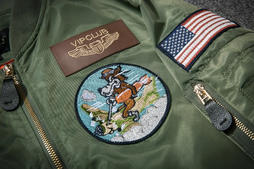 ВВС Fly Flight Bomber Jacket Вышивка Демисезонный Ретро Классический Для мужчин куртка пальто