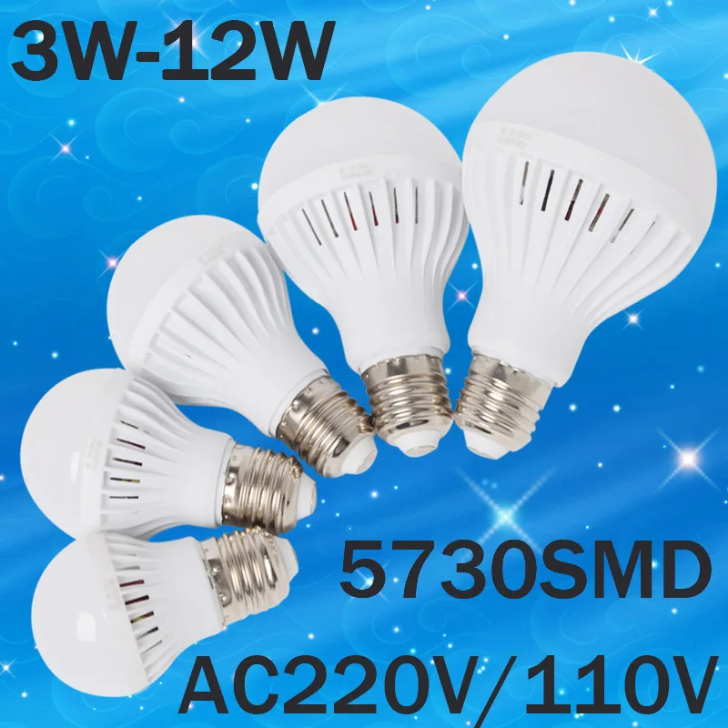

LED Lamp E27 220V 110V Light 3W 5W 7W 9W 12W 15W 20W SMD 5730 Focos Luz ampoule lampadas de Bombillas LED Bulb Spotlight