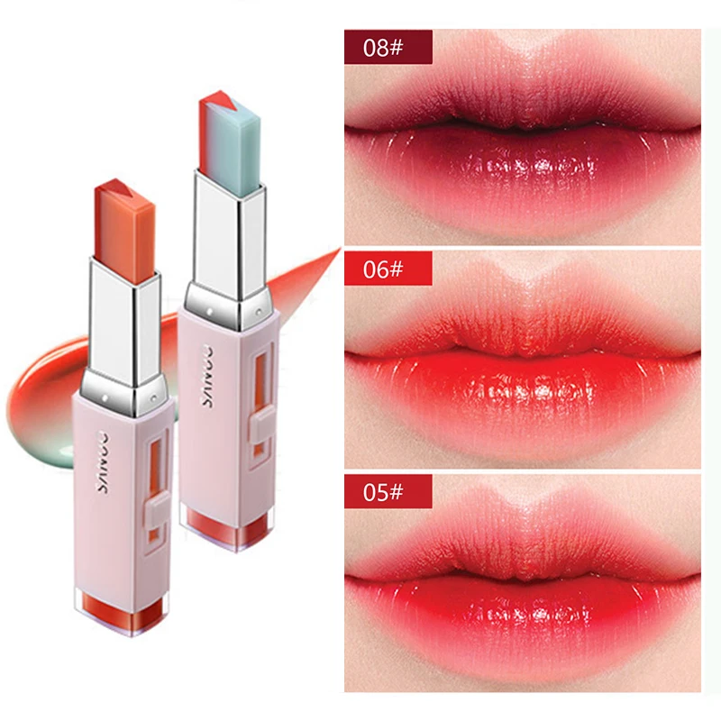 

8 colors Lipsticks Bite Lipstick V Cutting Two Tone Candy Flavor Silky Moisturzing Nourishing Lipsticks Balm Lip Cosmetics