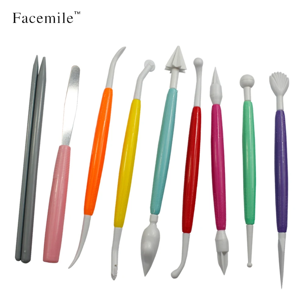 10 Pcs Muticolor DIY Fondant Cake Modeling Tool Set Fondant and Gum