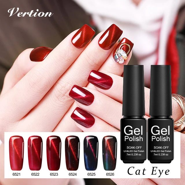 Verntion Red Cat Eye Metallic Gel Varnish Lacquer Manicure Led Lamp Gel