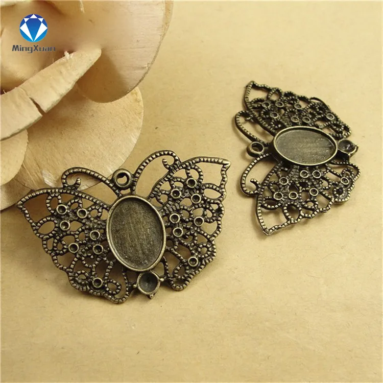 

MINGXUAN 20pcs/lot wholesale Pendant jewelry Findings Antique Bronze butterfly 14*10 mm Zinc Alloy Cameo Tray C730