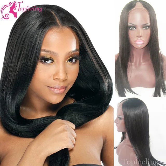 7A Unprocessed Virgin Cheap Silky Straight V Part Wigs Human Hair U