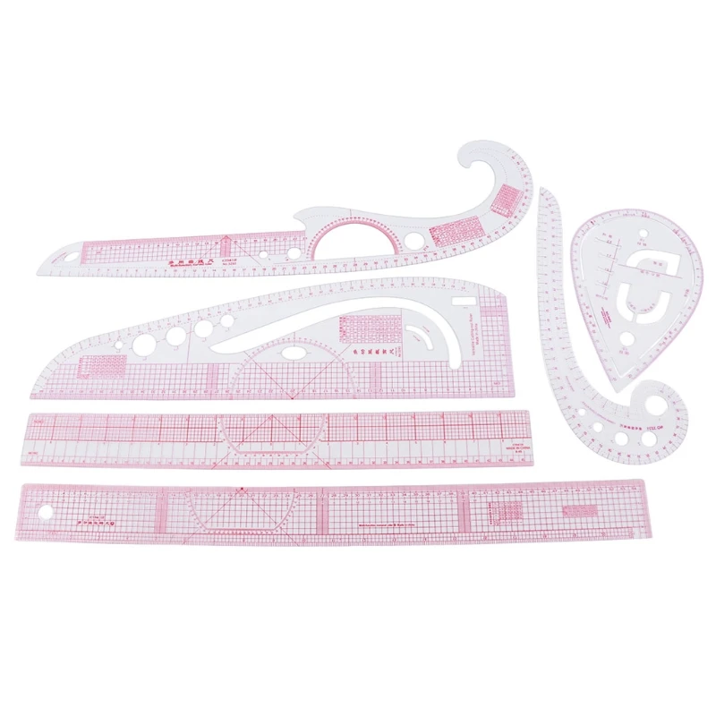 

6Pcs Multi-function Sewing French Curve Metric Ruler Measure for Dressmaking Set Kit Leathercraft Hand Craft Item Xmas