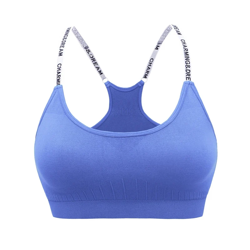 Женский спортивный Укороченный бюстгальтер для йоги с регулируемыми бретельками, средний поддерживающий Топ для тренировок - Цвет: Blue