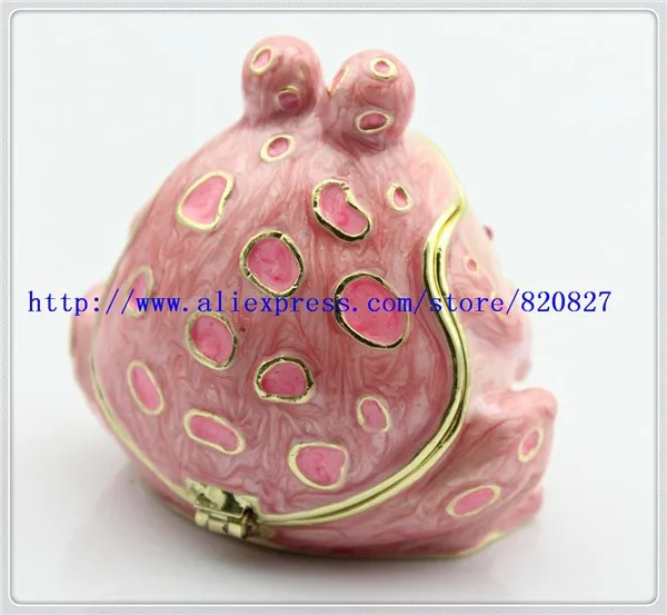 Бесплатная доставка розовый цвет круглая лягушка Bejeweled Коллекционная инкрустированная Ювелирная шкатулка