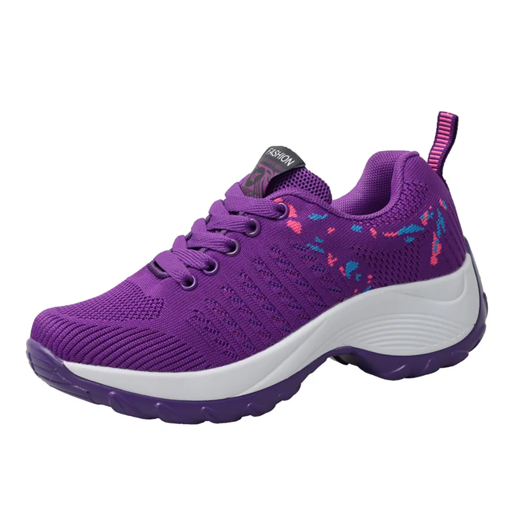SAGACE/женские сетчатые кроссовки на плоской подошве; обувь на платформе; женские лоферы; дышащая сетчатая обувь на танкетке; дышащая обувь на плоской подошве - Цвет: Фиолетовый