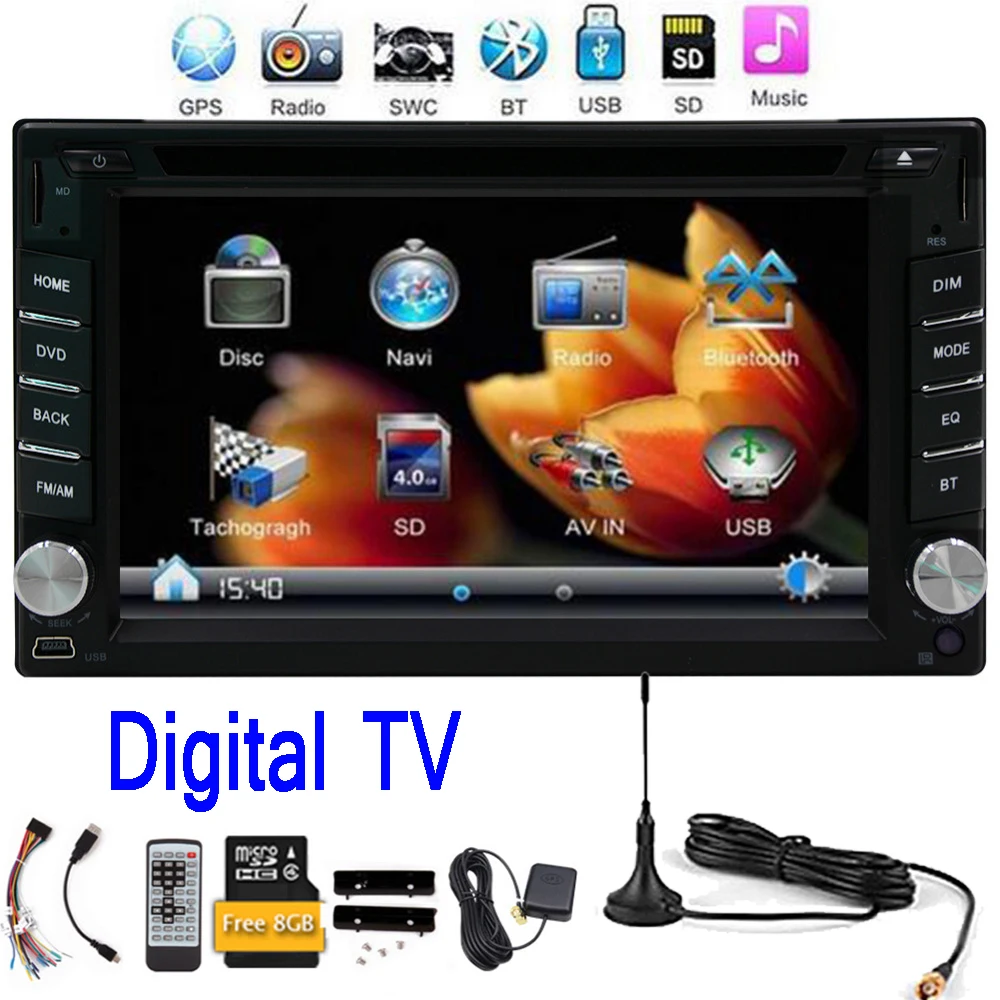 Free Digital TV double 2din Car gps Radio dvd player Video