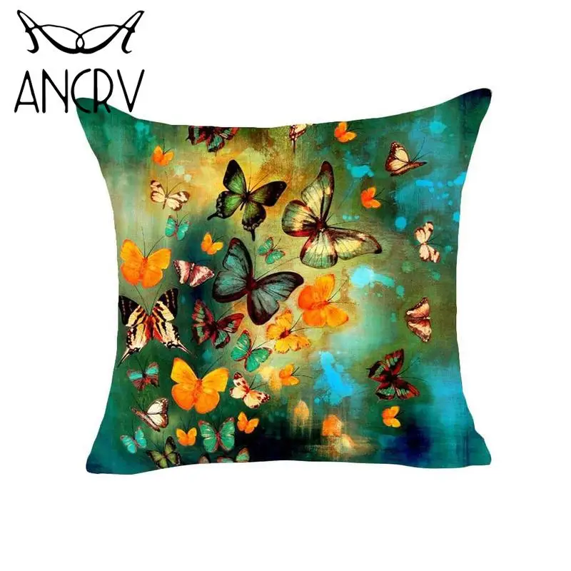 

ANCRV Amazing Pillow Cover Butterflies Polyester Cushion Cover For Sofa Seating Living Room Pillow Case Home Decor VQT6221