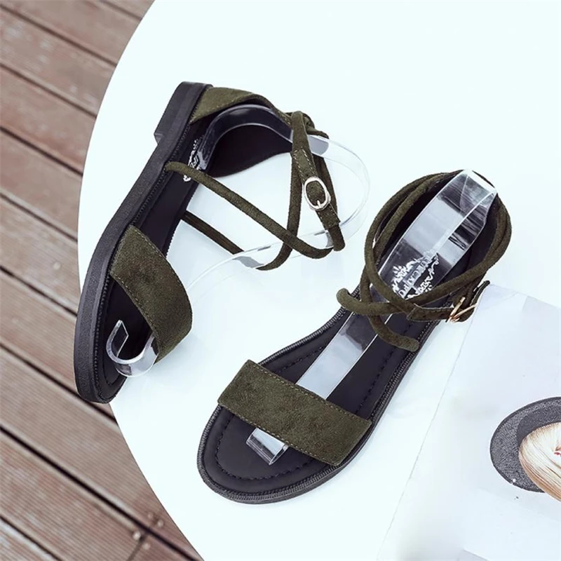 shoes woman sandals girls  Women Flat Sandals Cross Straps Open Toe Buckle Low Heel Sandals Wedge Summer  O0516#30  7 - 