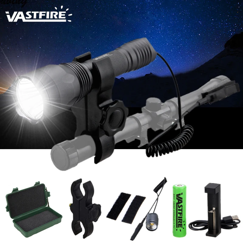 Luz ao ar Scout Tático Branco Led Caça Lanterna 20mm Picatinny Keymod Ferroviário Montar Pistola Arma Livre 10000lm Luz Xpl-v6 2 Luzes de armas