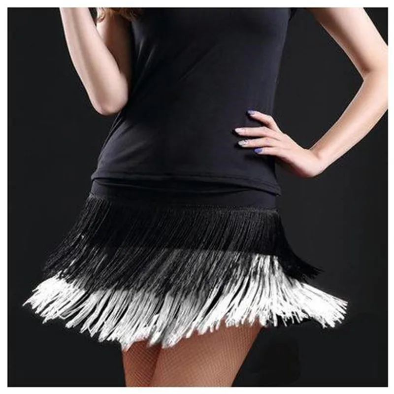 Для женщин латинская юбка для танцев для взрослых с двойными кисточками дизайн производительность бахромой женская Танго бальных танцев платье для танцев ча-ча