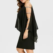bodycon dress with chiffon overlay