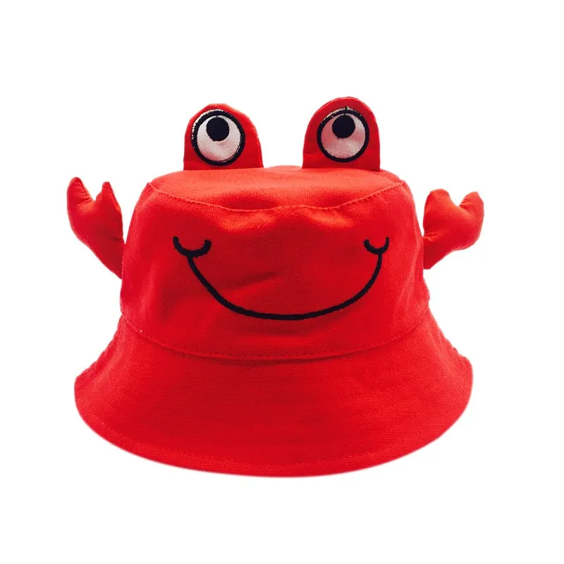 Летняя Солнцезащитная шляпа для маленьких мальчиков и девочек, рыбацкая шляпа, милый зонтик с героями мультфильмов, пляжная кепка для малышей, Повседневная Кепка-ведро, s - Цвет: Красный