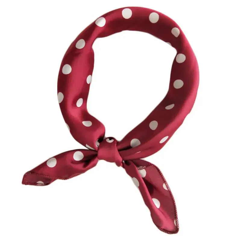 48x48 см женский атласный жаккардовый квадратный шейный шарф винтажный узор в горошек с перьями цветная бандана женский носовой платок повязка на голову 25 цветов - Цвет: K