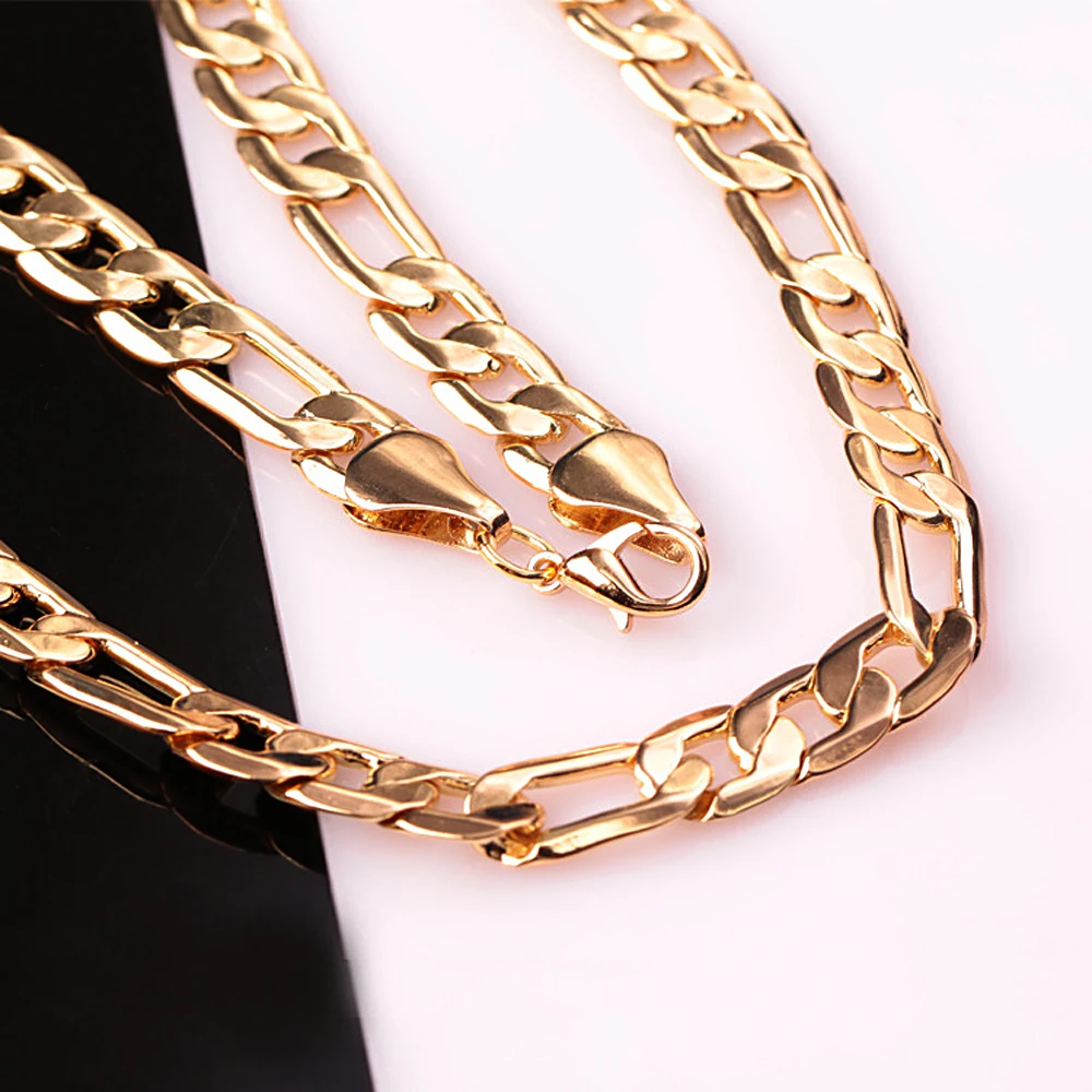 10pcs Wholesale price High quality 12MM 24K gold color necklace man