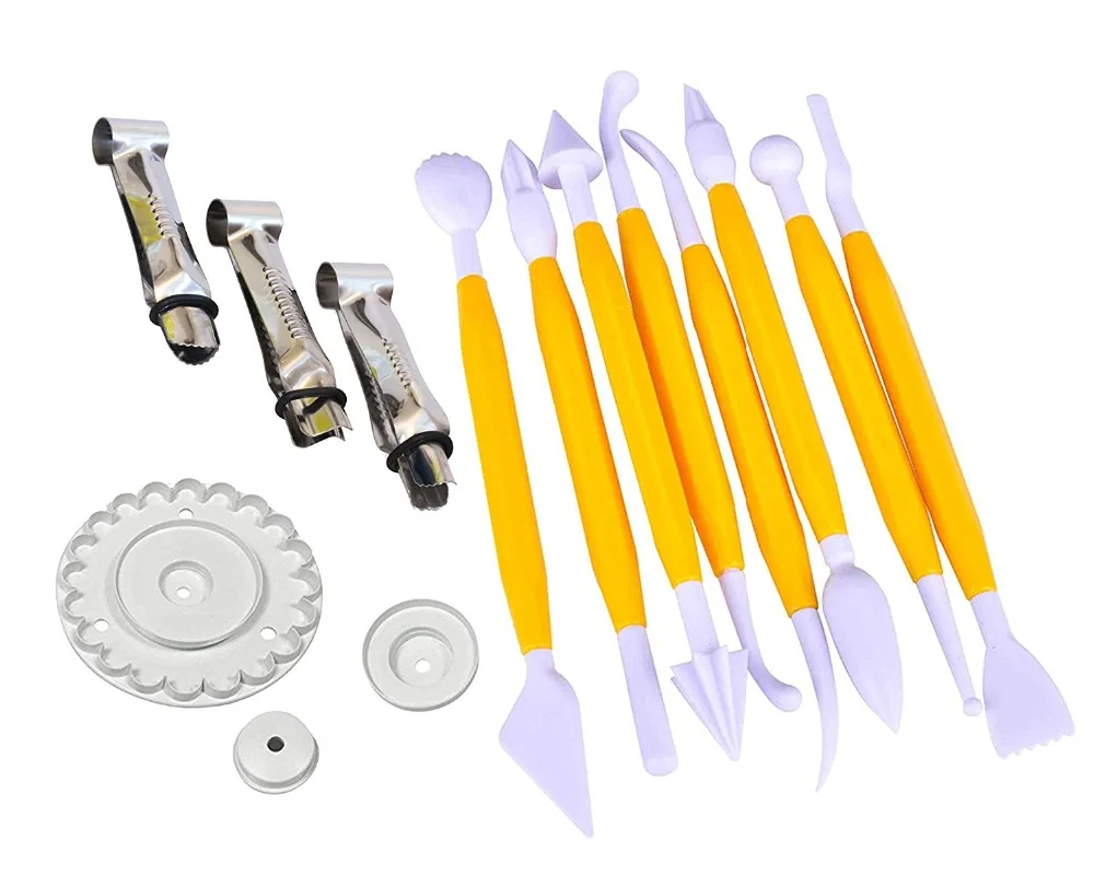 

15PCS Cake Decorating Kit Fondant Modeling Tools Crimper Set Frill Cutter Kitchen Accessories
