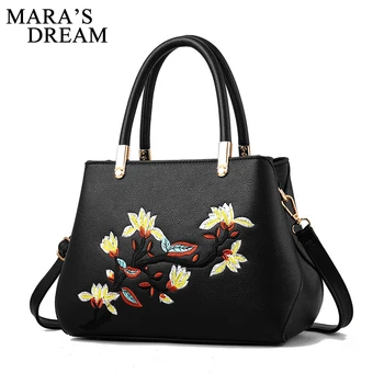 

Mara's Dream Fashion Designer PU Leather Bag Women Embroidered Flower Flap Messenger Bag Ladies Small Shoulder Bag bolsos mujer