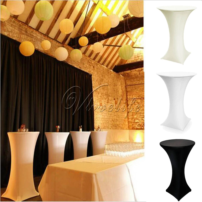 

White/Black/Ivory Lycra Dry Bar Cover Cocktail Table Cover Tablecloth For Wedding Event &Party Decoration 60cm