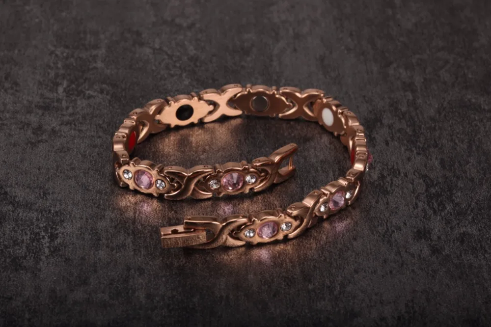 Магнитные браслеты Vinterly Energy для женщин, браслет из розового золота, женские браслеты из нержавеющей стали