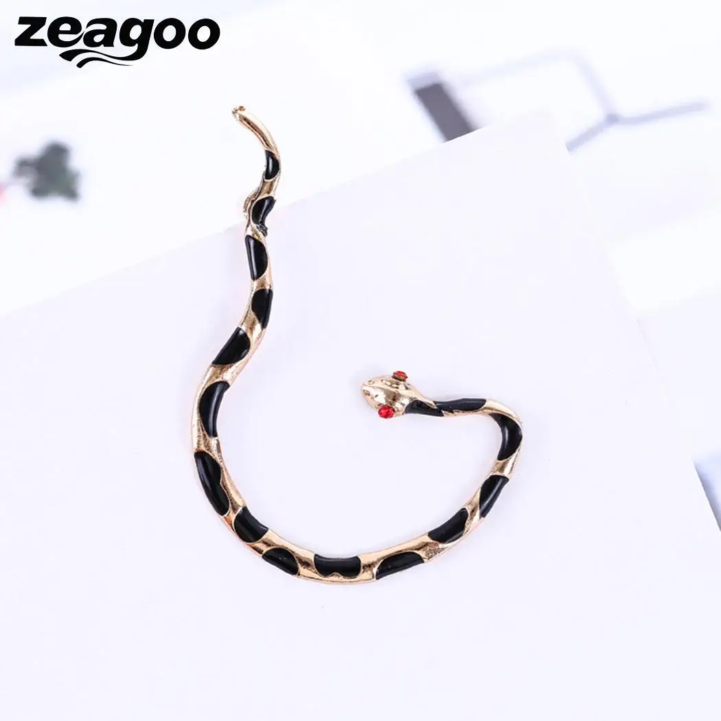 Zeagoo модные женские серьги гвоздики в форме змеи золотой черный цвет подарок