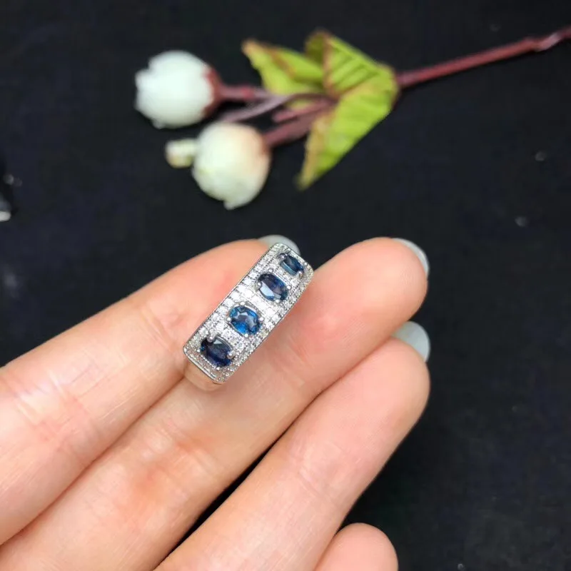 Natural sapphire ring, simple style, Sri Lanka sapphire, ladies ring, 925 silver custom number