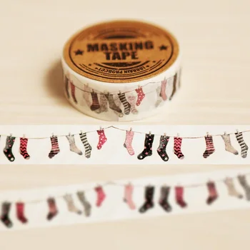 

1Roll=15mm*10M High Quality Socks Pattern Japanese Washi Decorative Adhesive Tape DIY Masking Paper Tape Label Sticker Gift