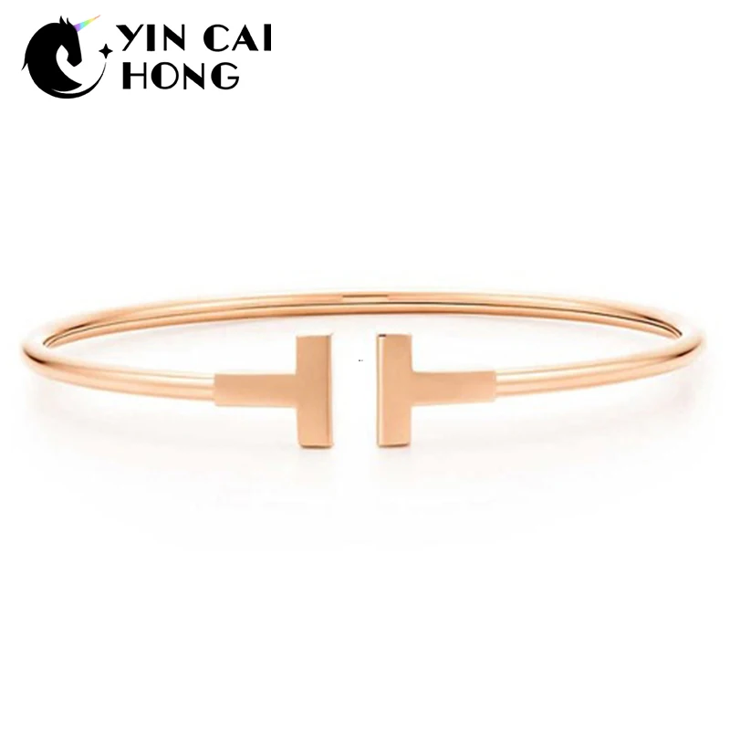 

YCH Charm Gift 925 Sterling Silver Rose Gold T Logo TIFF Attractive Elegance Temperament Bracelet World Jewelry