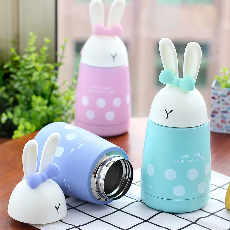 Insulated bpa free creative portable CHILDEN Cartoon Rabbit vacuum cup sport my water 300ml BABY thermos flask bottle