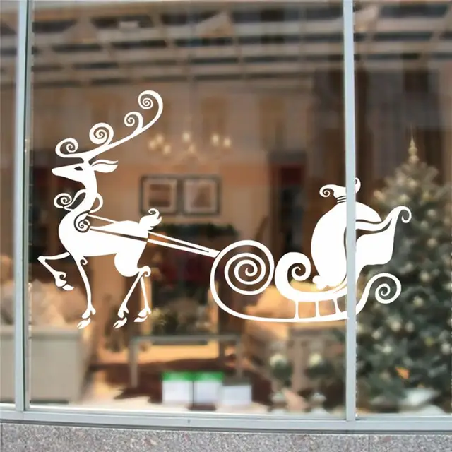 Reindeer Sleigh Merry Christmas Wall Stickers Room Covers Decor Reindeer Sleigh Merry Christmas Wall Stickers Room Covers Decor 038 Diy Vinyl Gift Home