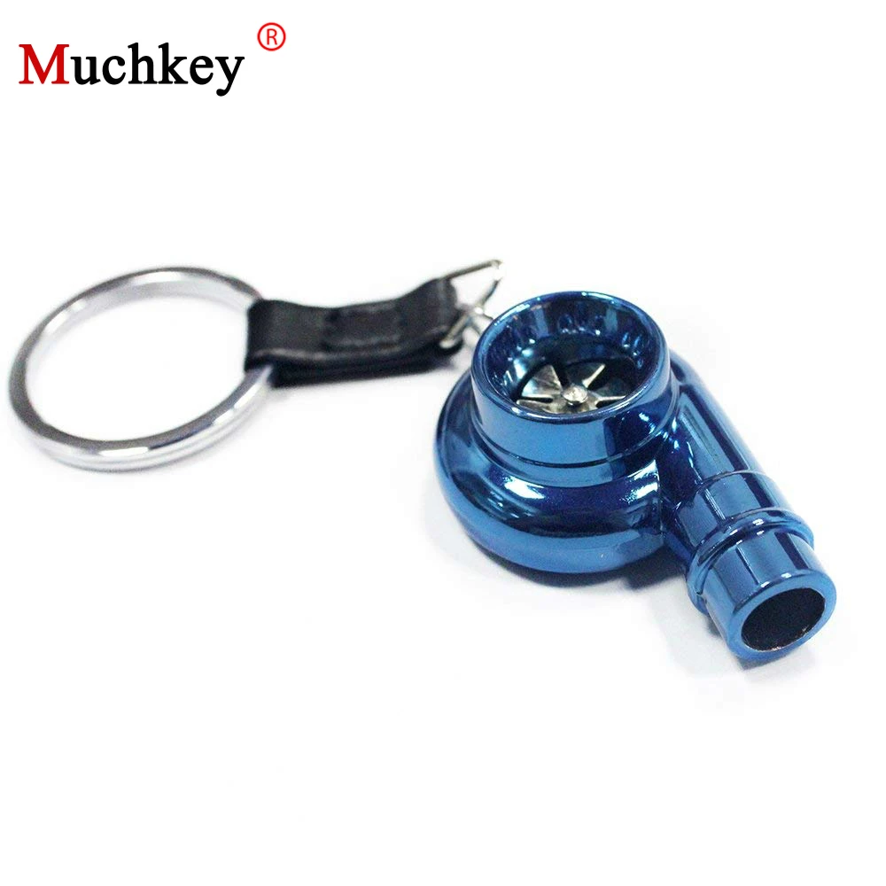 Spinning Turbo Charger Compressor Style Car Keychain Sleeve Bearing Wheel Blue