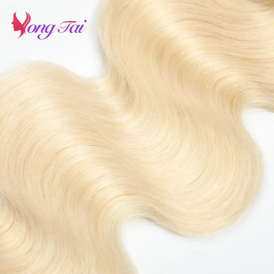 YuYongTai волос 613 блондинка средства ухода за кожей волна бразильские волосы волна человеческие 3 Связки с 13*4 фронтальной волосы remy