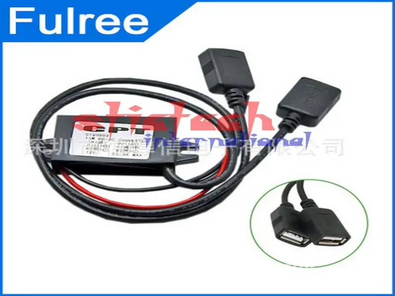 

by dhl or ems 50pcs DC12V To 5V Dual USB Power Charger Adapter Converter Cable Connector For Phone Car LED MP3 MP4 hot sale