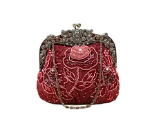 Burgund Handgemachten frauen Perlen Pailletten Handtasche Clutch Abendtasche Hochzeit Bankett Verfassungs-beutel-freies Verschiffen 2583-K