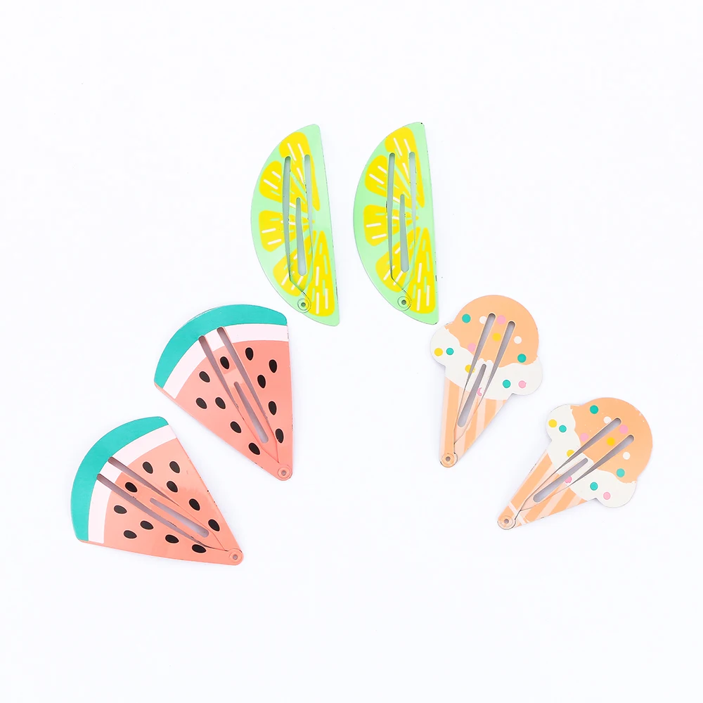 2Pcs//set Cute Baby Girls Kids Children Hair Accessories Slides Snap Hair Clips