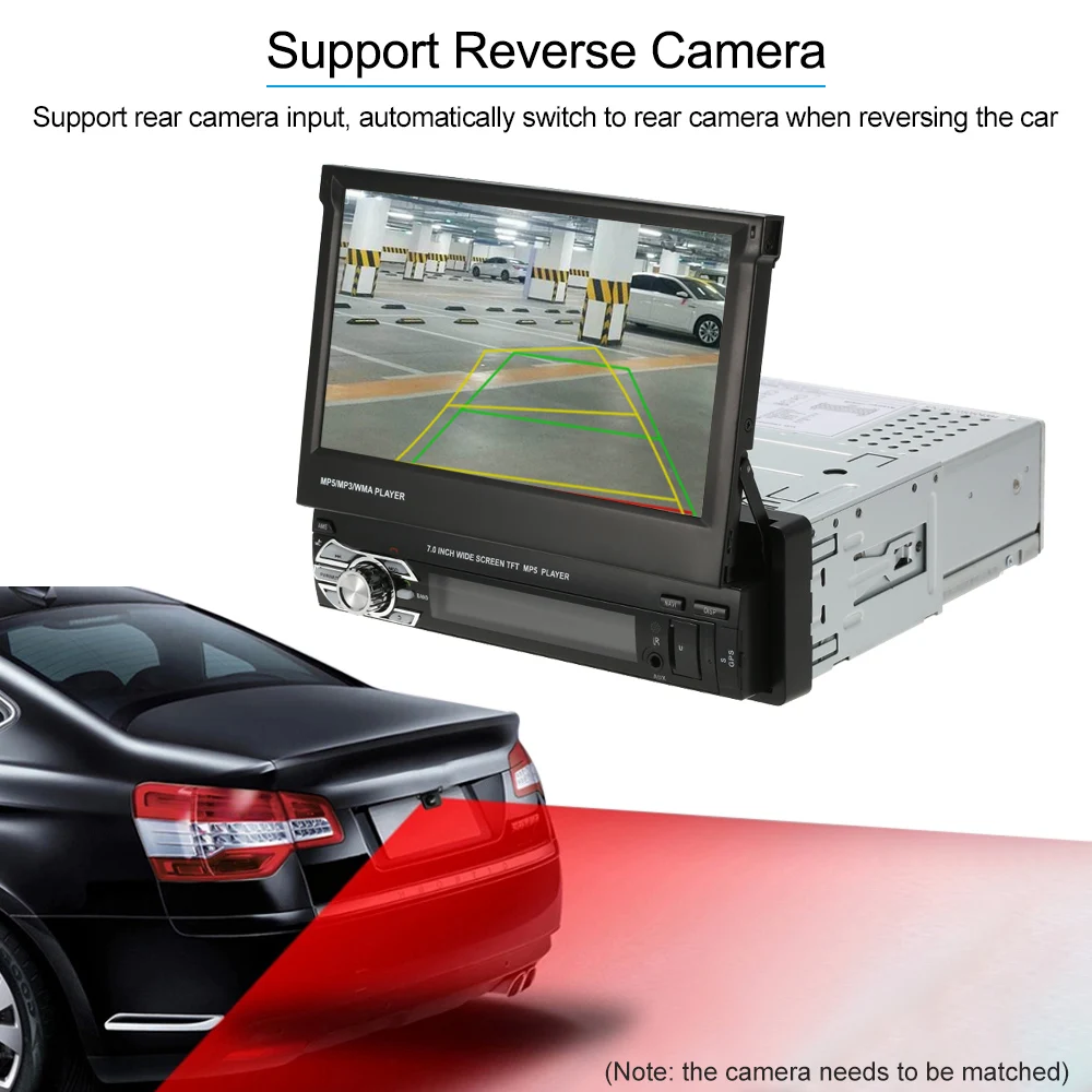 

7inch Universal Car Stereo Radio Player Vehicle MP5 Video Player GPS Navigation Retractable with BT FM USB SD Remote Controller