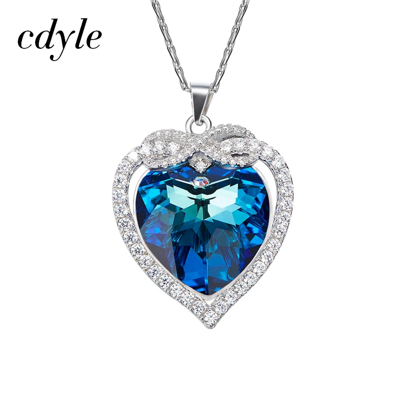 Cdyle серебро 925 пробы ожерелье украшено кристаллом сердце кулон parure bijoux femme