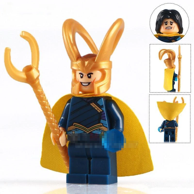 Goedkoop SingleSale Thor Ragnarok Movie Loki met Geel Cape Odinson SUPER HEROES Avengers DIY Minifig Monteren Bouwstenen KidsToys