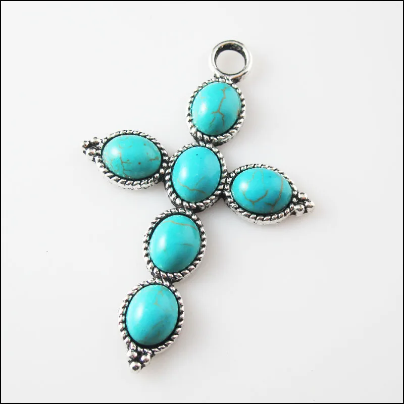 3Pc Retro Tibetan Silver Oval Cross Charms Pendants 40.5x61mm | Украшения и аксессуары