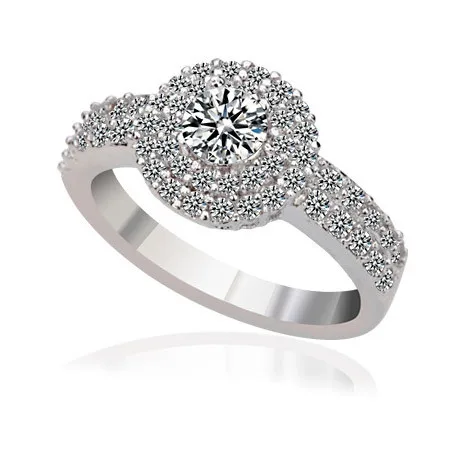2017 fashion micro cubic zirconia pave halo engagement female wedding rings white gold color top quality - Female Wedding Rings 2017 fashion micro cubic zirconia pave halo engagement female wedding rings white gold color top quality - Female Wedding Rings