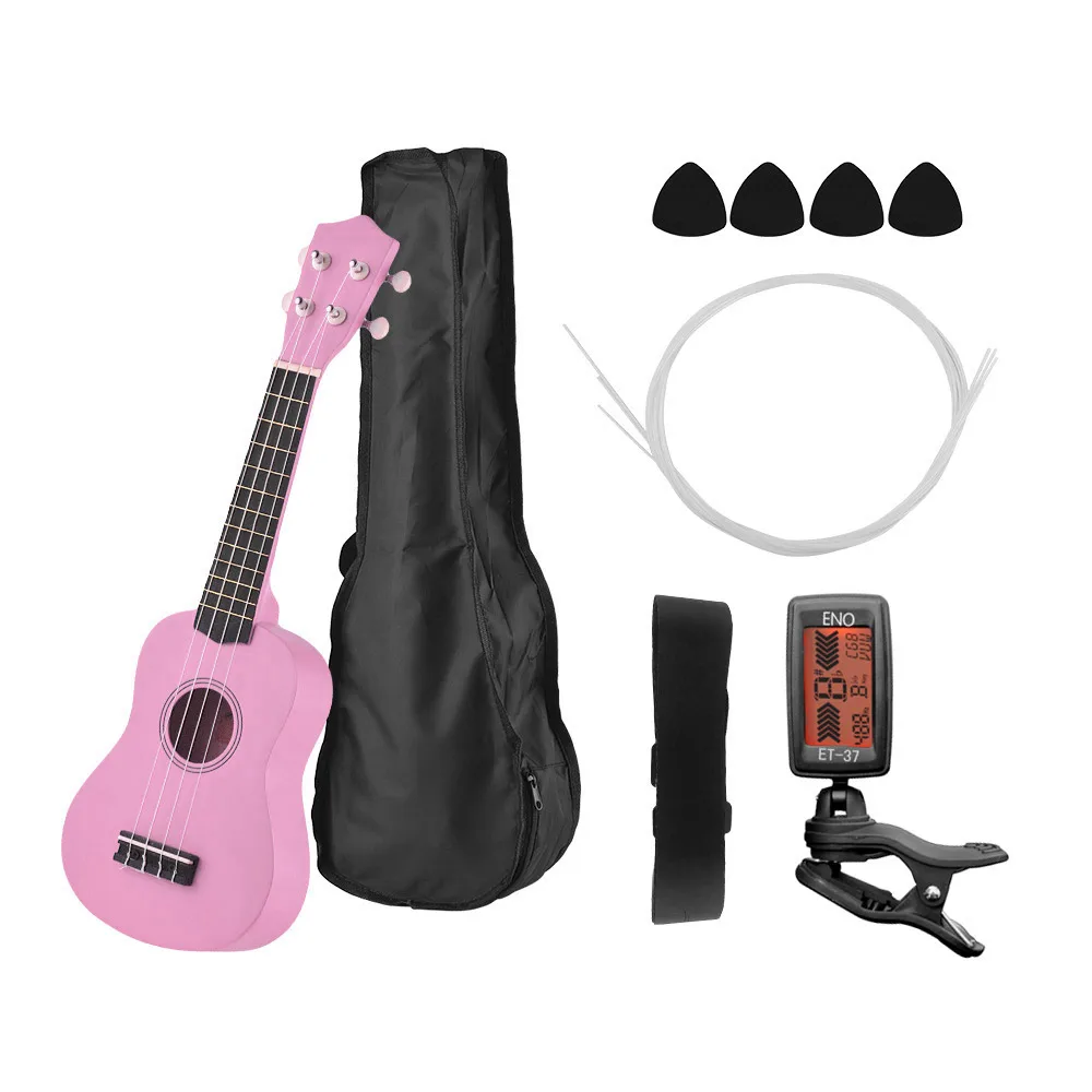 2" Акустическая Укулеле сопрано Ukelele красочный набор укулеле Липа с сумкой ремень uke струны выбирает тюнер - Цвет: Pink