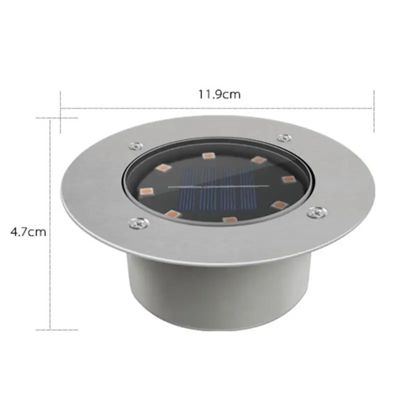 8LED Solar IP65 Underground Light Outdoor Waterproof Garden Pathway Buried Lamp Path Spot Recessed Inground Landscape Lighting