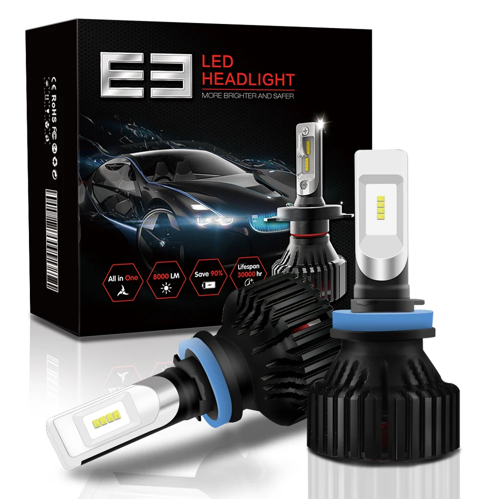 

Xenplus 2PCS LED H4 Hi/Lo Beam 8000LM H7 H11 H3 H1 H8 H13 9004 9006 9005 9007 Headlight bulbs E3 8000LM 60W ZES Chip Super light