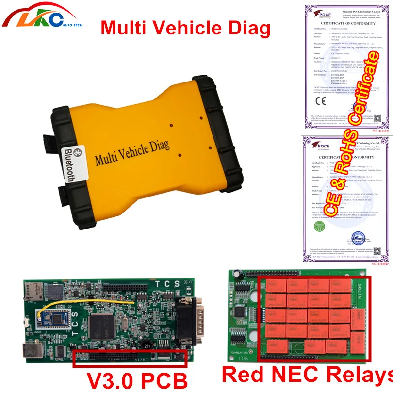 

TCS V3.0 Board NEC Relay new version 2016.00 with bluetooth MVD Multi Vehicle Diag OBDII Diagnostic Tool for CARS/Trucks