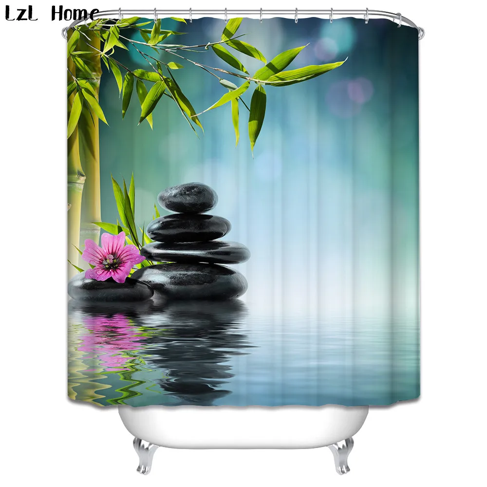 

LzL Home Charming Scenery 3D Shower Curtain Waterproof Polyester Fabric Bathroom Curtain Creative Perfect Home Decor 12 Hooks