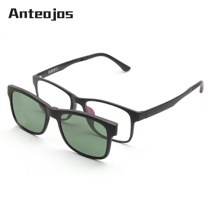 

ANTEOJOS New French Design Women Men Black Ultem Material Sports Magnetic Optical Frame With UV400 Polarized Clip-on Sunglass C